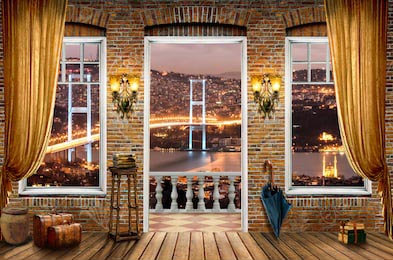 Ночной Стамбул вид из террасы 