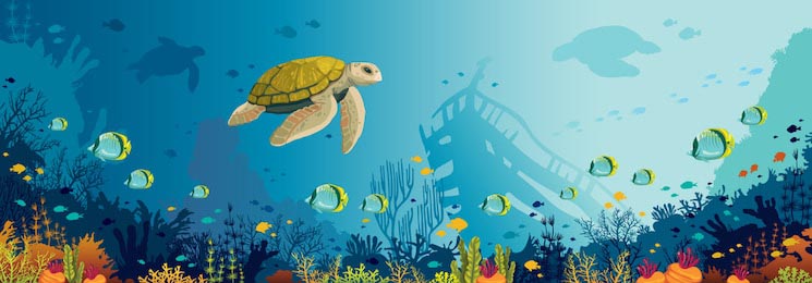 Подводной вид морской дикой природы, иллюстрация