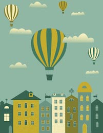 Воздушные шары пролетающие над городом