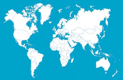 Карта мира сине-белая с политическими границами