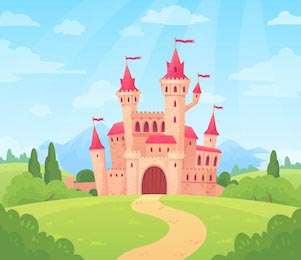 Фантастическая волшебный замок розового королевства