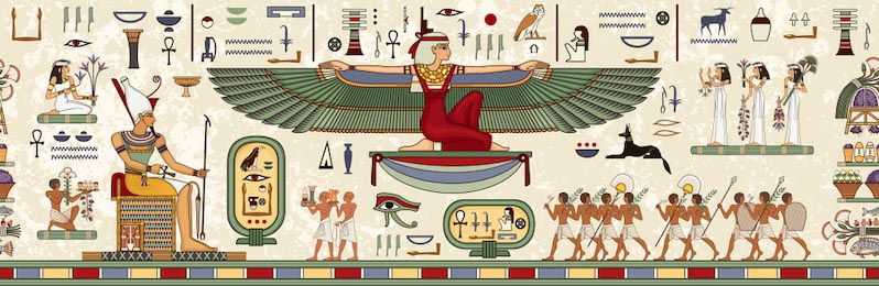 Древний Египет сцена царица с крыльями