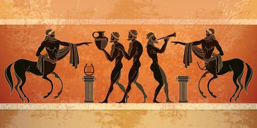 Древнегреческий стиль - кентавр, люди, боги Олимпа