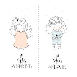 Ангелочки мальчик со звездой и девочка с палочкой