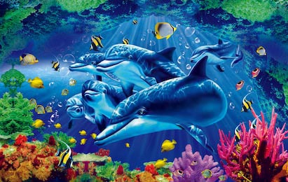 3D иллюстрациия с рыбами и рифами дна океана