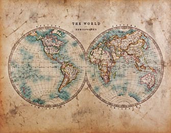 Старая карта мира датированная серединой 1800-х г.