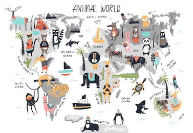 Карта мира с животными сканди