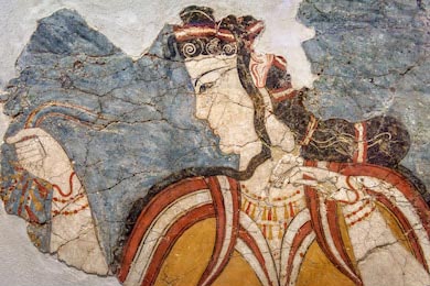 Древнегреческая фреска женщины, цивилизации Греции