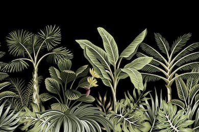 Пальмы и экзотические растения тропической ночью