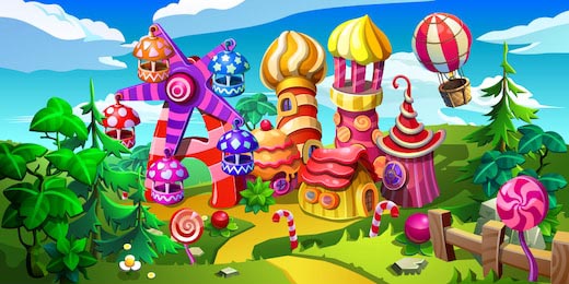Парк развлечений сделанный из конфет и сладостей