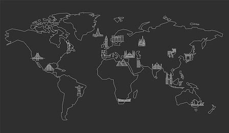 Карта мира с известными достопримечательностями