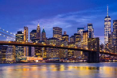  Бруклинский мост с небоскребами Нижнего Манхэттена
