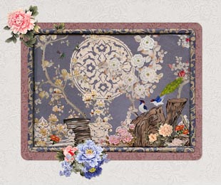 Картина в китайском стиле в рамке на текстурном фоне