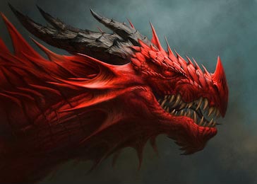 Портрет красного футуристического дракона