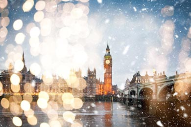 Снег в Лондоне, Великобритания - зима в городе