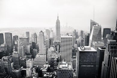 Вид с воздуха на черно-белый Нью-Йорк