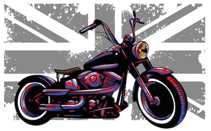 Крутой мотоцикл с флагом великобритании 