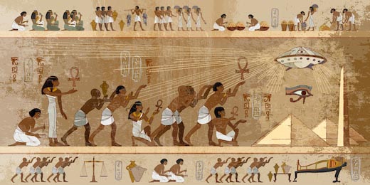 Древнеегипетский корабль НЛО над пирамидами