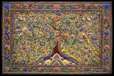 Шикарный ковер с птицами и цветами с узорами