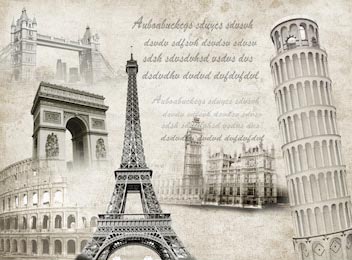 Парижский коллаж самых достопримечательностей