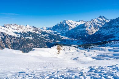 Заснеженные швейцарские Альпы с вершины Маннлихен