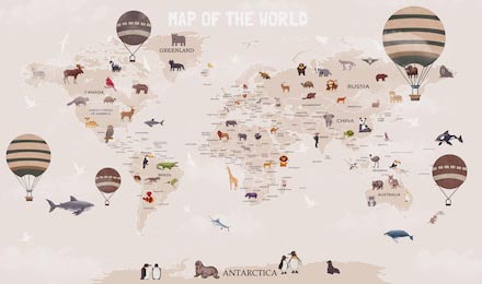 Карта мира для малышей и детей с животными