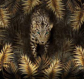 Леопард с голубыми глазами в джунглях