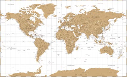 Винтажная политическая карта мира в золотых тонах