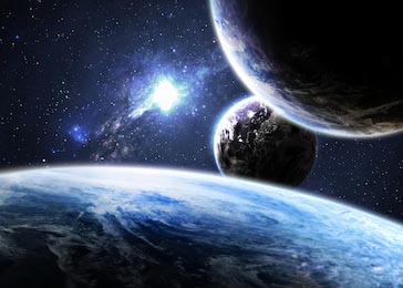 Планета Земля и ее спутники в космосе