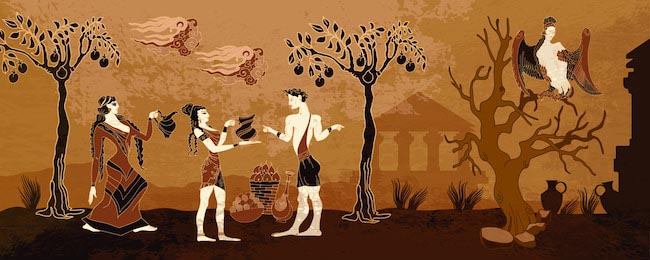 Древнегреческие боги и люди и деревья