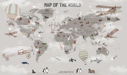 Карта мира на сером фоне