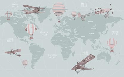 Карта мира с воздушными шарами и другими