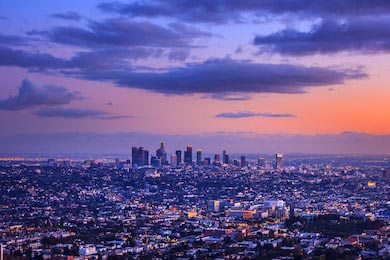 Городской пейзаж Лос-Анджелеса на закате