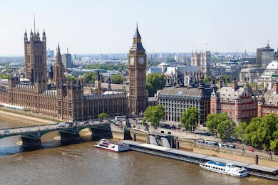Вид с воздуха на Лондон со знаменитым Биг Беном