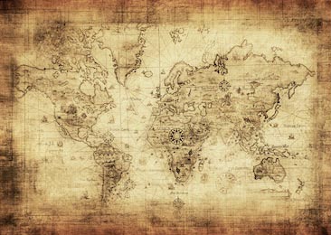 Древняя карта мира на желтом пергаменте