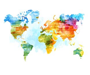 Карта мира акварелью, векторная иллюстрация