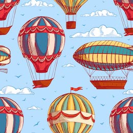 Ретро иллюстрация воздушных шаров и дирижаблей
