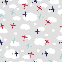 Воздушные облака окруженные красочными самолетами 