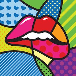 Поп-арт постер с иллюстрацией ярких красочных губ