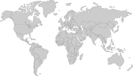 Серая карта мира с границами стран