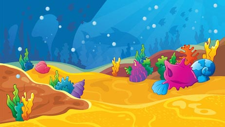 Векторная иллюстрация подводного мира с ракушками