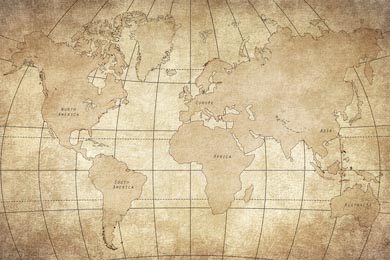 Винтажная состаренная карта мира