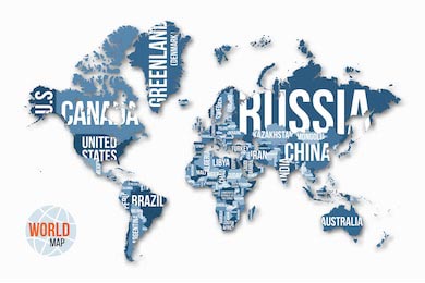 Карта мира с границами и названиями стран