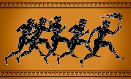 Черные бегуны с факелом в древнегреческом стиле