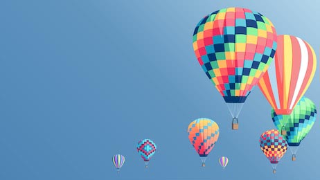 Воздушные разноцветные шары летающие на фоне неба