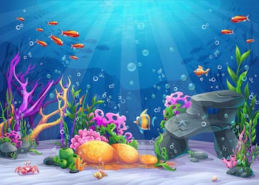 Подводная жизнь океана с разными обитателями