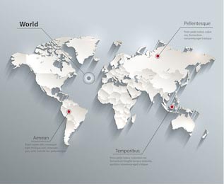 Политическая 3D карта мира с границами государств