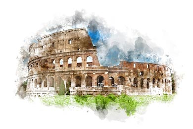 Акварельная живопись Колизея, Рим, Италия