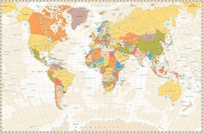 Старая политическая ретро-карта мира