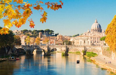 Римский пейзаж собор Святого Петра над мостом
